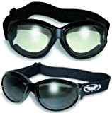 2 Eliminator Motorcycle Goggles Clear and Smoke Tinted Plus Pouches/Storage Bags Day Night Great for Dust Storms and Keeping Wind ...