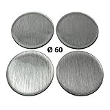 4 x silicone autocollants/Emblèmes pour capuchons Moyeu | Motif : brossé Metal Brossé metall| Diamètre : 60 Mm