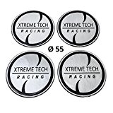 4 x silicone autocollants/Emblèmes pour capuchons Moyeu | Motif : Xtreme Tech Racing | Diamètre : 55 mm