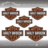 5 AUTOCOLLANTS DECAL STIKER BAR AND SHIELD HARLEY DAVIDSON MOTORCYCLE CUSTOM CHOPPER (ARANCIO)