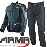Armr-moto textile étanche pour moto/Moto KISO Veste et pantalon de Hara kit/Ensemble/Combinaison - Noir et gris métallique Large L