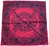 bandana tete de mort pirate paisley noir coton 54x54cm us usa mexique (rouge mort)