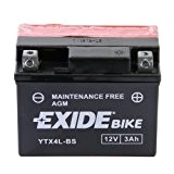 Batterie moto Exide YTX4L-BS 12v 3ah