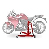 Bequille d'atelier Moto Centrale ConStands Power Honda VFR 1200 F 10-16, adapteur+roulettes incl. rouge