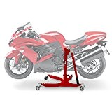 Bequille d'atelier Moto Centrale ConStands Power Kawasaki ZZR 1400 06-17, adapteur+roulettes incl. rouge