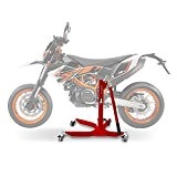 Bequille d'atelier Moto Centrale ConStands Power KTM 690 SMC/ R 08-16, adapteur+roulettes incl. rouge