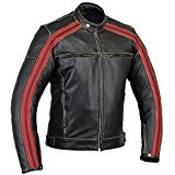 Bikers Gear UK Blouson style Retro Café Racer Bonnie 100% cuir de Bovin noir avec ligne Rouge Oxblood sur les ...