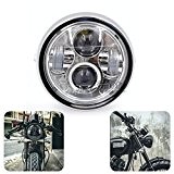 BJ Global Moto Lampe frontale LED 6 1/5,1 cm Lampe projecteur daymaker Phare avant pour vélo Bobber/Cafe Racer pour Harley