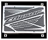 cache radiateur / grille de radiateur inox poli Honda CB650F 2014>2017 design "Wing" + grillage anti gravillon blanc
