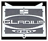 cache radiateur / grille de radiateur inox poli Suzuki 650 SVS Gladius 2009>2015 design « Logo » + grillage anti gravillon blanc