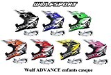 Casque moto enfant WULF ADVANCE ENFANTS CASQUE Moto Quad MX VTT Sports hors route ECE ACU approuvé Casque + X1 ...