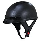 Dark Rider Black-Leather Half Helmet with 3-Snap Visor - Small by Outlaw
