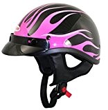 DOT Black Outlaw Pink Flames Half Helmet - Small by Outlaw