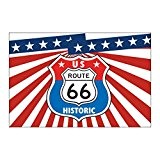 Drapeau Fanion USA Route 66 coutures renforcées - Flag pour motos custom - Harley - Trikes ...