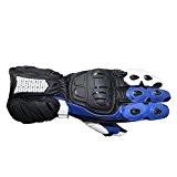 gants de moto R-TECH HAWK CE approuvé d'hiver cuir protecteur (M, BLEU NOIR)