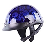 Half Helmets - HCI-100 Blue Screaming Skulls Half Helmet XL by HCI