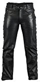 Jean en cuir Pantalon en cuir Biker Jeans Rocker Jeans Moto côté Pantalon noir alimenté (38)