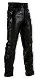 Jeans Pantalon Cuir Custom Motard Moto A-Pro Poches Protections noir 32