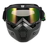 KKmoon Masque de Moto Lunettes Détachables et Filtre de Bouche pour le Casque de Visage Ouvert Snowboard de Ski Motocross