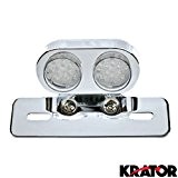 Krator® Custom Chrome LED intégrée arrière Feu stop clignotants lumière de plaque d'immatriculation Fender Eliminator plate Tag support pour Harley ...