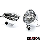 Krator Custom Chrome Passes brouillard Mini Phare Head Light pour n'importe quel Harley, Honda, Yamaha, Suzuki, Kawasaki personnalisés, vélo, Cruiser, ...
