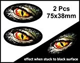 Lot de 2 couleurs à porté ovale Grunge avec Evil Eye Monster Noir pour casque de moto Sticker voiture 75 x 38 mm