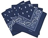 Lot de 5 bandanas paisley bleu marine - Foulard coton motif cachemire vendu par 5