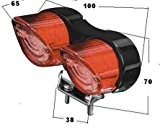 Mini feu arrière 2 x LED Nose rond verre transparent/rouge, universel, Moto