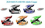 moto casque 3GO E66X FLASH MX Adulte casque moto motocross sport quad enduro ECE ACU casque certifié + X1 lunettes ...