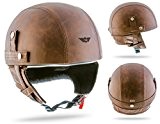 Moto Helmets D22 Leather - braincap moitié Bols Casque de Casque de moto casque de casque jet de casque de scooters Vespa Chopper ...