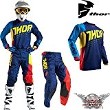 Motocross Combo Jersey T-shirt Pantalon Bleu Rouge Jaune Thor Pulse Offroad Cross, Quad, ATV MX SX