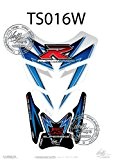 Motografix Protection de réservoir 3D Gel pour moto Suzuki GSXR 600 750 1000 Blanc/Bleu