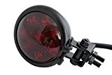 Noir Brillant Acier avec rouge Verre LED personnalisé feu Stop arrière Moto Trike Norme E
