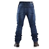 Overlap Jeans de Moto Street+protection de genou,Bleu foncé+vert, 34