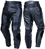 Pantalon de moto en cuir - renforts certifiés CE - Noir - EU 56 long
