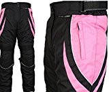 Pantalon de moto pour femme - imperméable/protection certifiée CE - noir et rose - UK12 - taille normale - Tour ...