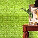 PE mousse 3D brique de pierre, bricolage papier peint Wall Stickers Wall Decor (Vert)