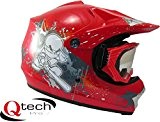 Qtech - Casque et lunettes protectrices de moto-cross - enfant - Rouge - L (57-58 cm)