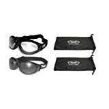 Red Baron Motorcycle/aviator Goggles Googles Day Night Smoke and Clear With Carry Pouch Bags by Global Vision Eyewear