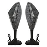Rétroviseur, OSAN Miroirs pour Signal Carénage Sport Bike Moto Side arrière LED intégré-Plaid noir et blanc/Surface