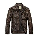 SODIAL(R) 2014 NEUF Mode Hommes Cuir cuir manteaux de moto veste lave manteau de cuir Cafe Taille XL