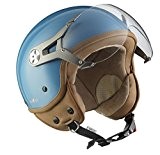 SOXON SP-325-MONO Crystal Blue Casque Jet Vespa Helmet Vintage Chopper Moto Bobber Mofa Demi-Jet Biker Scooter Cruiser Retro Pilot, ECE ...