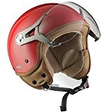 SOXON SP-325-MONO Red Casque Jet Vespa Helmet Vintage Chopper Moto Bobber Mofa Demi-Jet Biker Scooter Cruiser Retro Pilot, ECE certifiés, ...