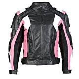 Texpeed - Veste de moto renforcée - femme - cuir - rose/noir - tailles UK 10-22 - UK 16 - ...