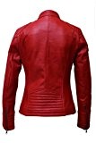 Urban Leather UR de 146 Coole courte veste en cuir pour femme Style Motard LB01, rouge, Taille : L