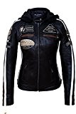Urban Leather UR de 153 Femme Veste de moto avec protections, noir, Taille : M