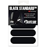 VFLUO BLACK STANDARD™, Kit 4 bandes stickers rétro réfléchissants pour casque moto, 3M Technology™, Noir