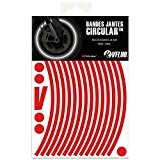 VFLUO CIRCULAR™, Kit bandes jantes moto rétro réfléchissantes (1 roue), 3M Technology™, Liseret largeur XL : 10 mm, Rouge