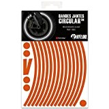 VFLUO CIRCULAR™, Kit bandes jantes moto rétro réfléchissantes (1 roue), 3M Technology™, Liseret largeur normale : 7 mm, Orange