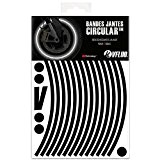 VFLUO CIRCULAR™, Kit bandes jantes moto rétro réfléchissantes (1 roue), 3M Technology™, Liseret largeur normale : 7 mm, Noir